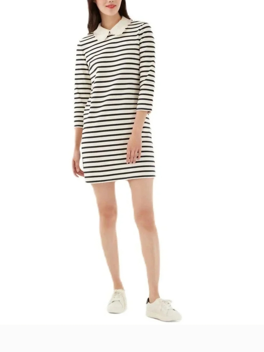 Kate Spade Striped Black and White Collared Shift Dress Size L
